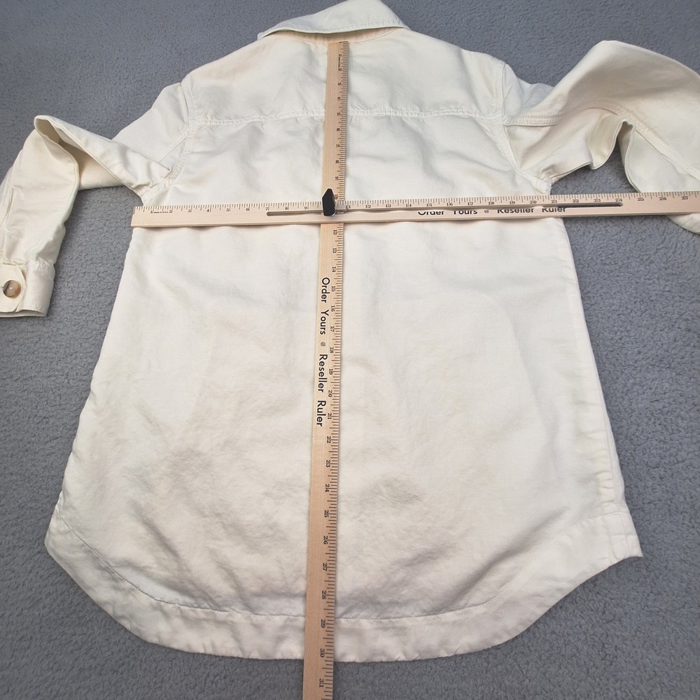 Loft Shirt Jacket Womens Medium Cream Cotton Linen Utility Shacket 559696 - Picture 4 of 7